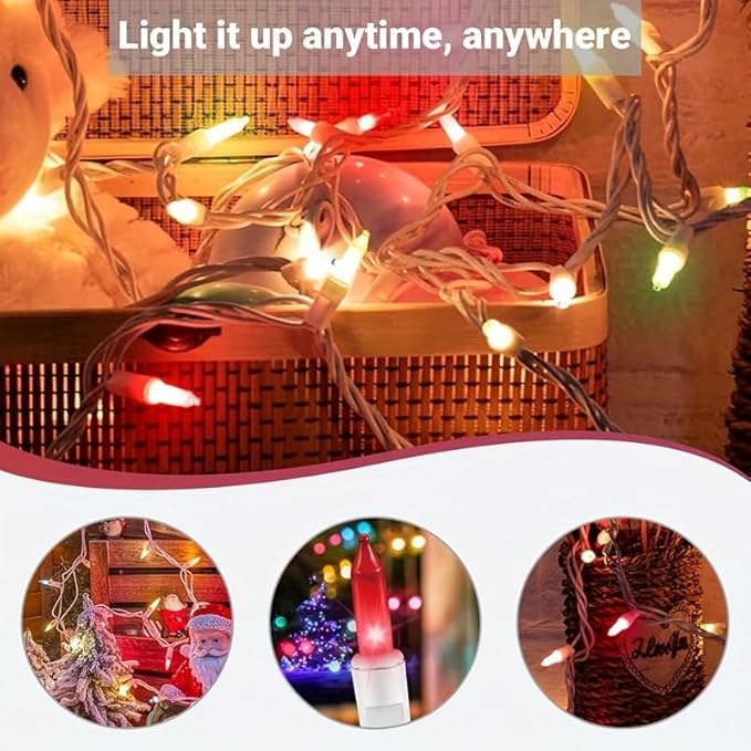LAMPHOME Easter String Lights,Super-Bright Extendable 100 Count 19.6FT White Wire Mini Pastel Fairy Lights, 120V UL Certified for Garden Patio Holiday Party Outdoor Indoor Decoration, Multicolor