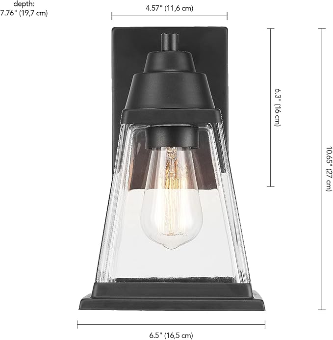Globe Electric 44697 Merle 1-Light Outdoor Wall Sconce, Bronze, Clear Glass Shade, Brown, Bulb Not Included