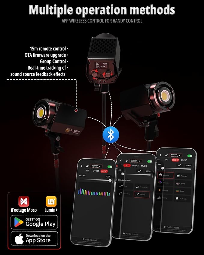 IFOOTAGE COB Video Light SL1 60DN,70W Continuous Output Lighting, 5600K Daylight Bowens Mount Lights,CRI 98,TLCI 99,12200 Lux,Blueteeth APP Control, Support AC Adapter,Type-C Charge Cable