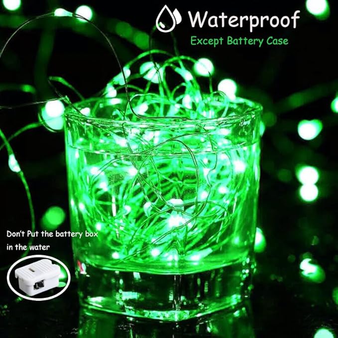 ZGWJ Fairy Lights Battery Operated, 12 Pack Green Twinkle String Lights 20 LED 7FT Mason Jar Lights Waterproof for Bedroom, Easter Decor, Halloween, Christmas, Party Indoor and Outdoor Decoration