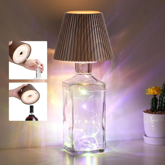 WILIT Wireless Bottle Lights for Bottles, 3-Level Brightness Rechargeable Lamp Shade for Bottle, Bar Lamps for Home Bar Decor with RGB Lights, Cordless Table Lamp for Bedroom, Gift for Her Men