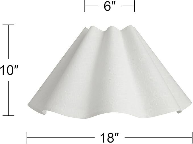 6" Top x 18" Bottom x 10" High x 10" Slant Lamp Shade Replacement Large White Wave Empire Modern Linen Fabric Spider Harp Finial - Springcrest