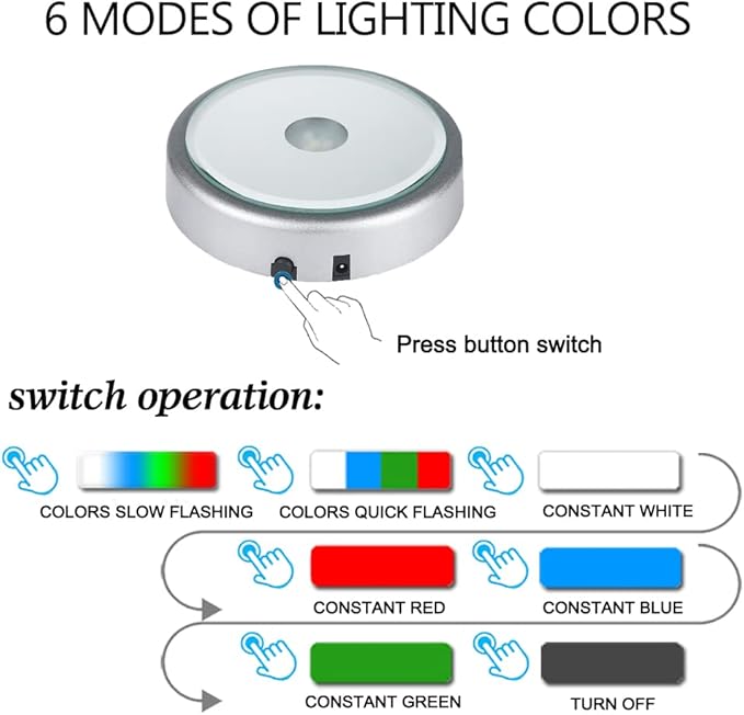 IFOLAINA LED Display Multicolor Light Base for 3D Crystal Art - Lighted Up Stand Color Changing Small LED for Glass Art