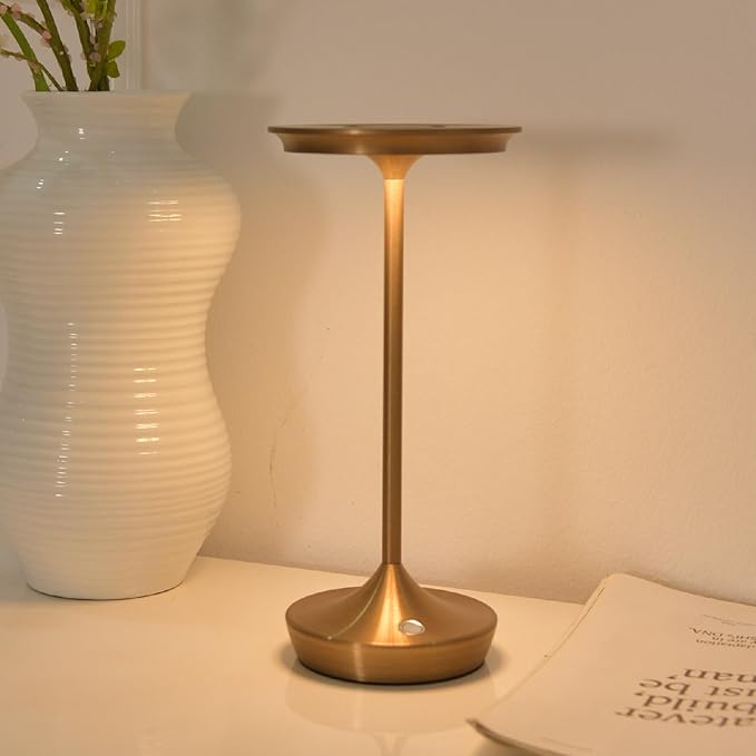 LED Cordless Table Lamp Rechargeable- Battery Operated Touch Lamps,Portable 3 Color Dimming Waterproof Light for Patio/Restaurant/Dining/Outdoor(Titanium)