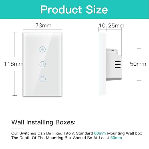 BSEED Smart Dimmer Switch, 2.4GHz WiFi Dimmer Light Switch Works with Alexa and Google Home, Neutral Wire Required Light Switch Dimmer, Single Pole Touch Dimmer Switch for Lamp, Remote Control, White