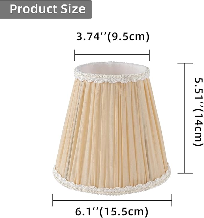 Lampshades Chandelier Lamp Shades Small Pleated Empire Clip-on Fitter Lampshade 6"x3 3/4"xH5 3/5" Gold Linen Small Lamp Shade Set of 6