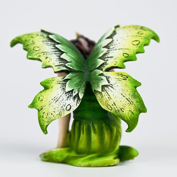 Fantasy Sleeping Fairy Figurine, 3.15 Inch Mini Green Elf Statue, Hand-Painted Resin Indoor Decor for Desk, Plant Pot, Fairy Garden