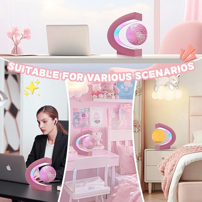 Magnetic Levitating Floating Globe Lamp with 7 Colors, Cool Tech Gadgets Gifts for Ladies/Mother/Wife/Girlfriend, Birthday Gifts Desk Decor for Office Home Bookshelf Display