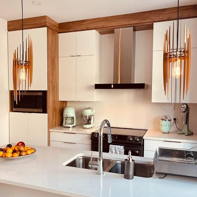 Stalactite Wood Pendant Light | Mid Century Modern Chandelier | Hanging Lamp | Wood Chandelier Lighting | Modern Light Fixture | Modern Pendant Light