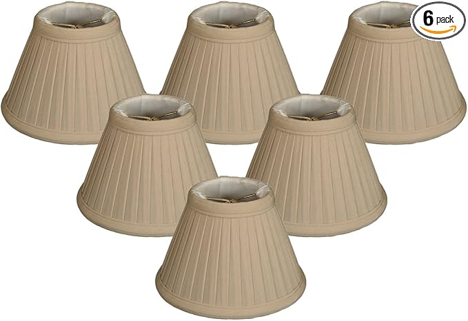 Royal Designs, Inc. CS-112BG-6 Pleated Empire Chandelier Shade, 3 x 6 x 4.25, Beige, 6-Pack