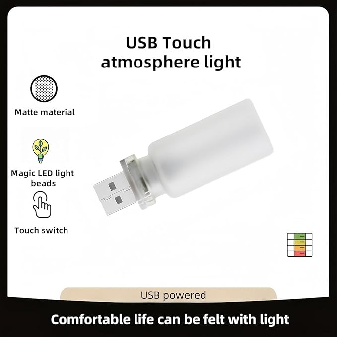 Retro Car Lamp, Touch-Adjust USB LED Automotive Lights, Plug-in Night & Ambient Bulb for Vehicles, Bedroom, Hallway, Desk, No-Pole Dimming (Frosted Purple Light)