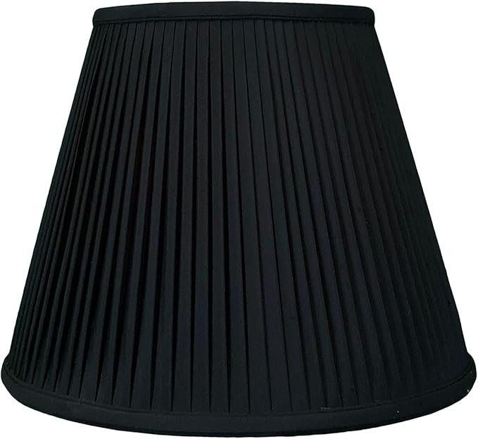 Royal Designs Deep Empire Side Pleat Basic Lamp Shade, Black with Gold, 8" x 14" x 11"