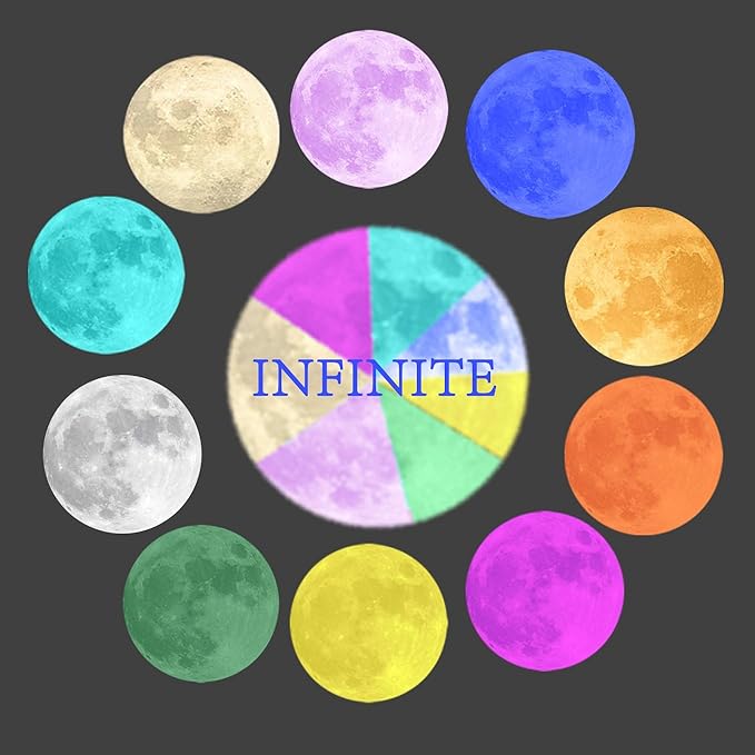Magnetic Levitating Moon Lamp 15W Fast Phone Charging Pad Changeable 10 Colors Switchable Mix Colorful Colors with Touch KeyLevitation Floating 3D Moon Christmas Gift Office Home Decor