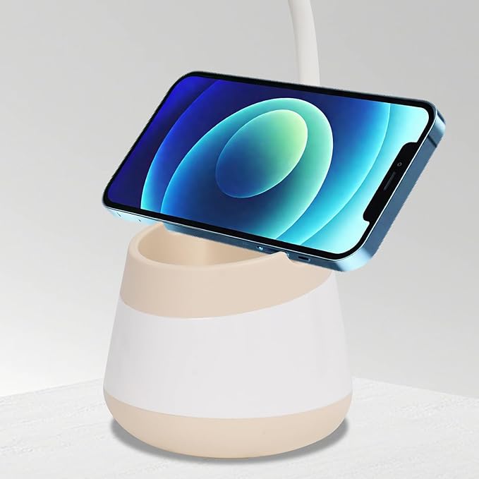 Vipsuh USB LED Desk Lamp with Phone Holder, Pen Stand, Flexible Gooseneck & Rechargeable Battery for Office, Study, Bedroom
