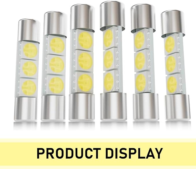 10 PCS Interior Car Lights, T6 5050 3SMD 28mm 12 V LED Bulb, Sun Visor Vanity Mirror Light, Universal for Most Cars, Trucks, SUVs (White)