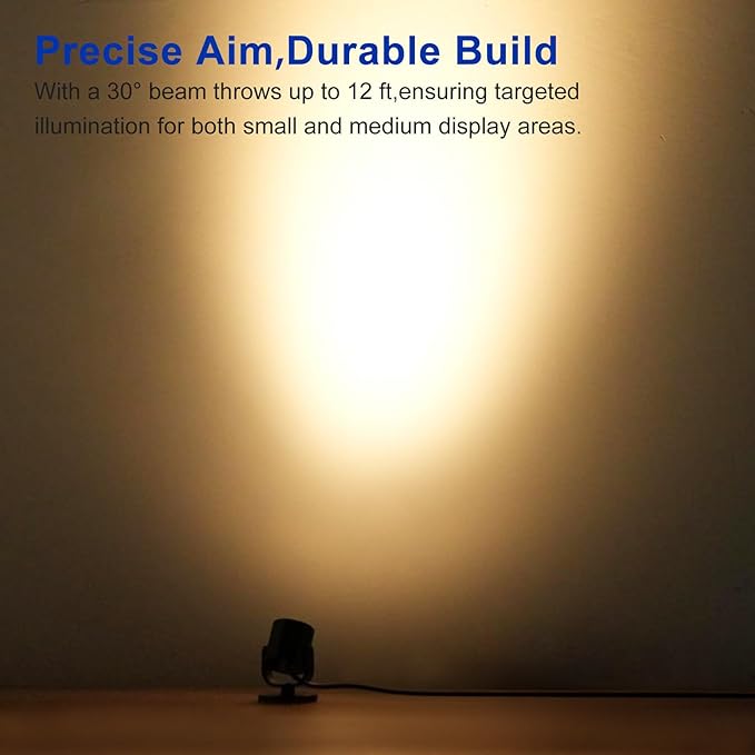 LED Spotlight Indoor 2W USB Powered 360 Degree Rotating Mini Display Accent Light for Pictures Paintings Plants Shelves Cabinet Showcase, 6 Pack Warm White 3000K