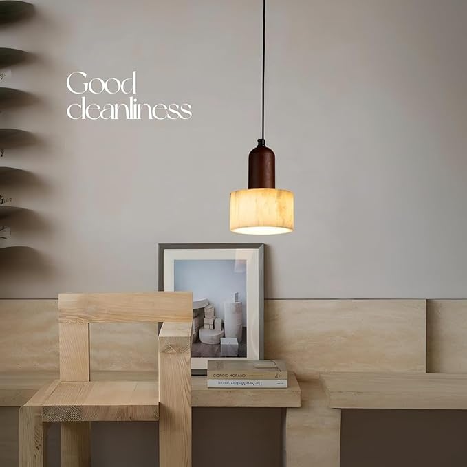 Wabi Sabi Pendant Light Small Nordic Marble Chandeliers Natural Stone Shade Jepanese Hanging Light Fixture for Bedside Reading Nook Kitchen Island Hallway