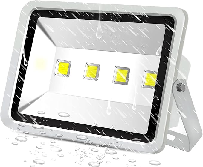 Jiuding LED Flood Light 200W Outdoor Waterproof Super Bright 6000K White Light, Equivalent to 2000W Halogen lamp for Garage Lighting, Terrace Lighting, Playground Lighting 5000 Hours of Life