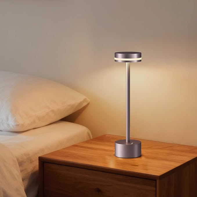 2 Pack Modern Cordless Table Lamp Rechargeable, Aluminum Touch Lamp & 4000mAh Battery Operated, 3000K LED Table Lamps for Home Decor, Dining, Reading, Desk, Bedroom, Gift