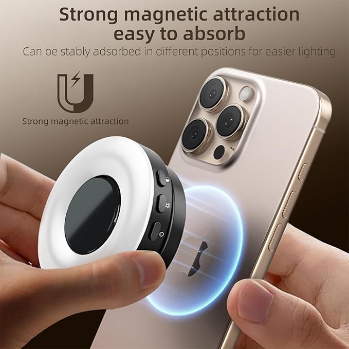 Magnetic Selfie Light for iPhone, Portable LED Ring Light Compatible with Magsafe for Selfie, Video, Vlog, Photography, TikTok, Facetime, Zoom Call, Live Streaming - 1 Pack