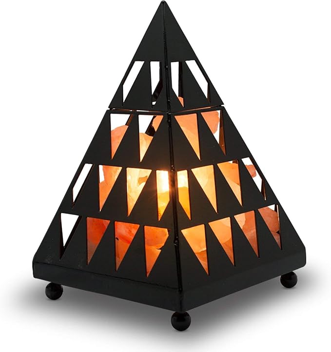 Himalayan Glow Pyramid Style Crystal Salt Night Light lamp with Pink Salt Chunks, Salt Lamp Bulb,(ETL Certified) Dimmer Switch, Unique Lightening Ambience