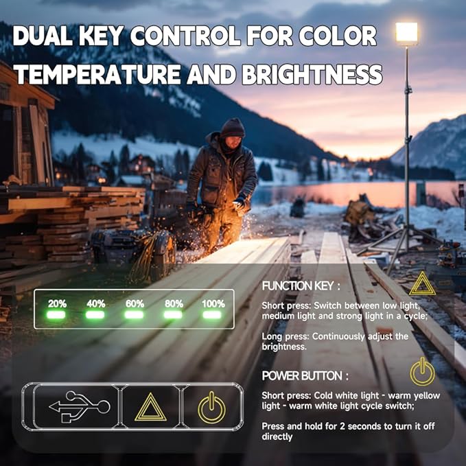 P8 Portable Rechargeable Camping Lantern & Work Light, 3500LM Brightness, 20000mAh Battery with Wide LED Flood Lighting, IP67 Waterproof, Magnetic Base for Outdoor, Camping, Job Site, Emergency