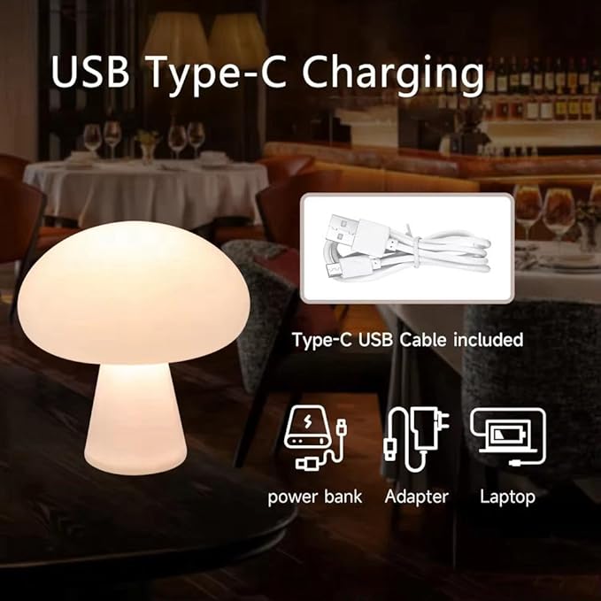 Mushroom Lamp Table Lamp for Bedroom,Desk Bedside Small Lamps for Living Room Night Stands,Mushroom Decor Cute Mini Modern Mid Century Lamps,Unique Aesthetic Home Living Room Decor