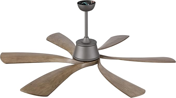 WINGBO 60" Smart Ceiling Fan with Light, Dimmable LED Light, 6-Speed Remote/APP/Voice Control, Solid Blades Fan for Bedroom/Living Room/Shop Compatible with Alexa or Google Assistant Wood Color
