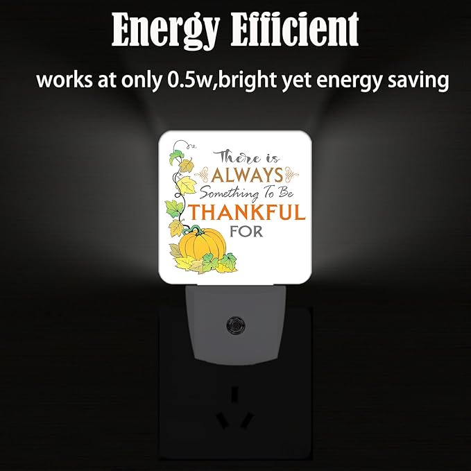 Be Thankful Night Light,Plug Into Wall for Boys Girls Bedroom Decorative Square Night Light Lamp 0.5w Sleep Friendly