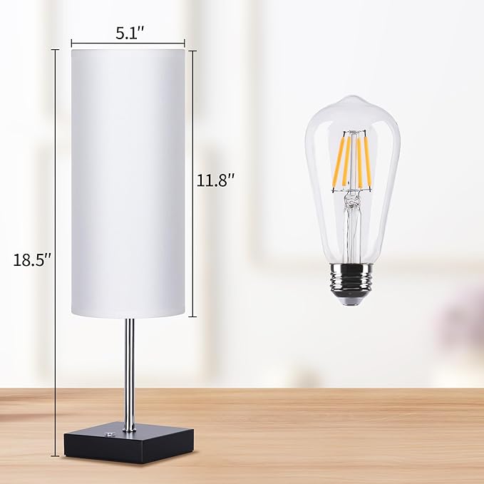 18Inch Cordless Lamp Table Lamps set of 2, 5000mAh Rechargeable Beside Table Lamp for Living Room, 2700K Battery Operated Small Bedroom Desk Lamp for Night Stand White Shade for Home（Bulb Included）