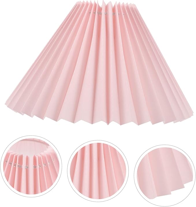 Pleated Pink Lampshade Cover for Table Lamp Decorative Light Accessory Replacement Shade for Bedside Lamps Easy to Install 12-inch Diameter