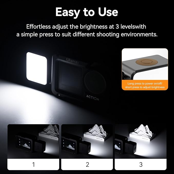 ULANZI LM18 Vlogging Light Mini LED Action Camera Video Light Photography for DJI Osmo 3/4/5, ULANZI L3 RGB LED Video Light, Magnetic Camera Lighting Kit Mini Cube COB Photography Fill Light