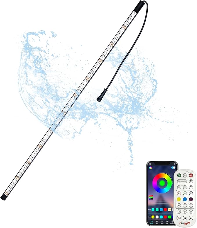 Longrun LED Strip Color Changing Garden Show Lights for Pond Spillway Waterfall, APP Control Waterproof Lighting Bar for Home Decoration Pool Fountain Landscape Lighting, Aquarium-30.5"