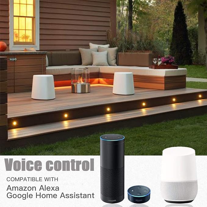 LED Recessed Deck Light Kits-10 Pack φ31mm WiFi Bluetooth Smart Control Low Voltage RGBW Deck Lights Outdoor IP67 Waterproof for Steps, Floors, Yard, Path Decor, Work with Alexa & Google Assistant