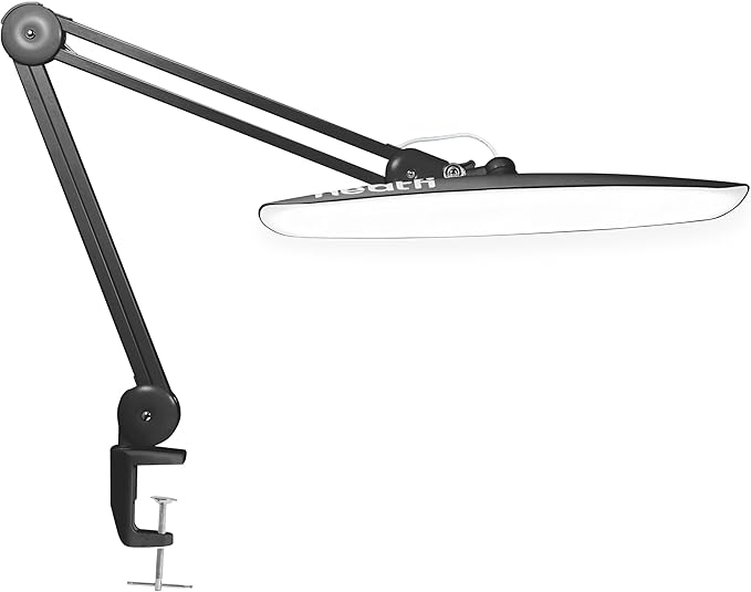 Neatfi XL 2200 Lumens 24W LED Desk Lamp with Clamp - Shadow-Free Task Lighting | 4-Level Dimming | Home Office & Crafts Use | 20-Inch Wide Head (Non-CCT, Space Gray)