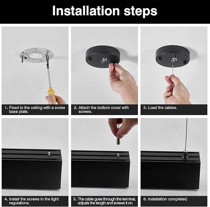 2.4G Remote Series LED Linear Light Fixture with Remote, 4FT 43W Downlight and 7W Uplight, 3000K-6000K Color Changing, Dimmable Pendant Light for Home Office, Black, 4 Pack