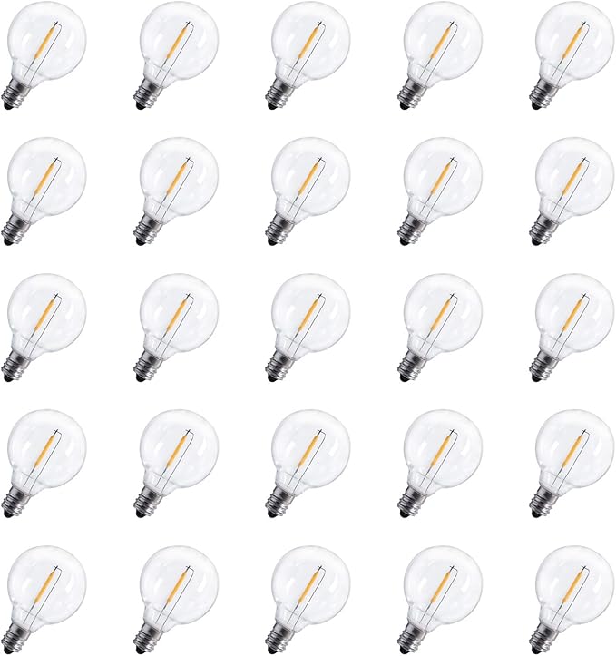 Brightown G40 Led Replacement Light Bulbs 1W Shatterproof Globe Bulb fits E12 or C7 Candelabra Screw Base Sockets, 1.5 Inch Dimmable Light Bulbs for Indoor Outdoor Patio Decor (50Pack)
