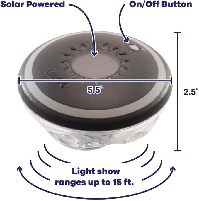 GAME Pool Lights -7 Modes 7 Color Effects, Easily Installable, Remote Controlled, Uses 6 watts Rechargeable batteries, For above ground pools