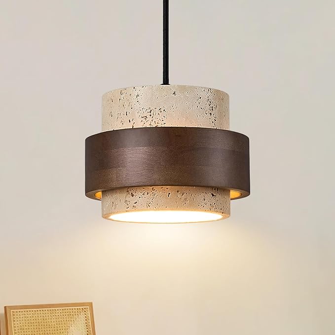 Wabi Sabi Pendant Light Nordic Natural Stone Chandeliers Concrete Simple Light Fixture for Dining Room Bedside Kitchen Island Hallway