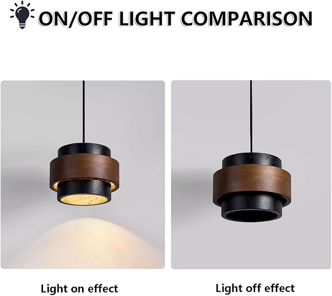 Nordic Natural Travertine Pendant Light Wabi-sabi Stone Chandelier Retro Industry Hanging Ceiling Lamp for Bedroom Bedside Study Dining Table Lighting (Black)