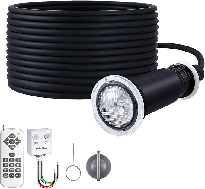 SURAIELEC 1.5 Inch LED Pool Lights for Inground Pool, 12V AC Color Changing Pool Light with Remote, Compatible with Pentair Globrite MicroBrite, for Shallow Water, Steps, Baja Shelves, 100FT Cord