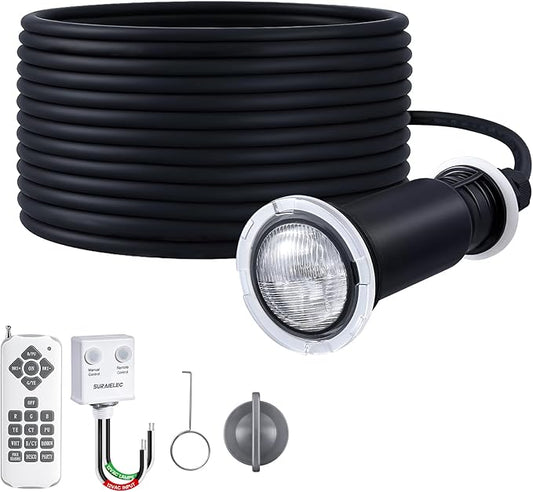 SURAIELEC 1.5 Inch LED Pool Lights for Inground Pool, 12V AC Color Changing Pool Light with Remote, Compatible with Pentair Globrite MicroBrite, for Shallow Water, Steps, Baja Shelves, 100FT Cord