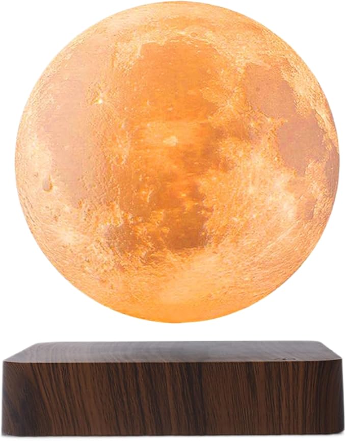 Levitating Moon Lamp, Floating Magnetic LED Moon Light Night Light with 3 Color Dimmable Touch Control Levitating Desk Decor Unique Lamps for Kids,Office, Living Room (Dark Brown)