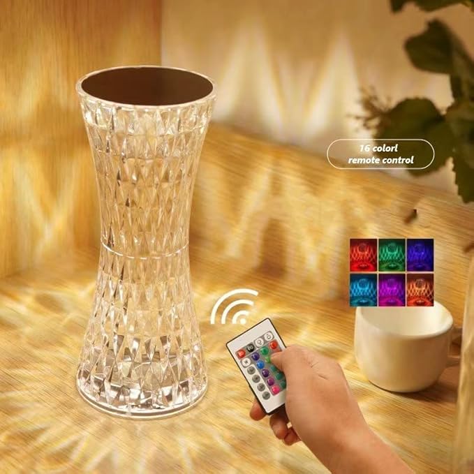 Crystal Lamp, Crystal Table Lamp Rose Crystal Lamp USB Diamond Table Lamp 16 Color Changing Touch Crystal Lamp (G)