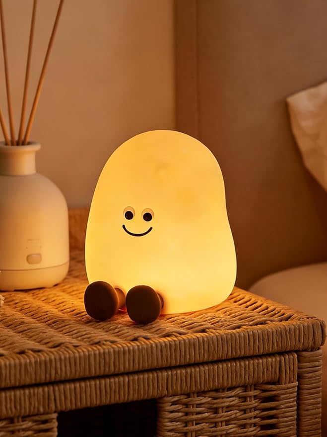 QANYI Squishy Potato Night Light with Timer, 7 Color Changing & Dimmer, Rechargeable Silicone Lamp - Soft Glow for Bedroom, Desk, Cute Funny Gift for Adults Teens