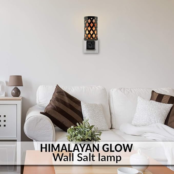 Himalayan Glow Natural Pillar Basket Wall Salt Lamp Night Light with Pink Salt Chunks | 360 Degree Rotatable Wall Plug,Ideal Gift For Home Décor