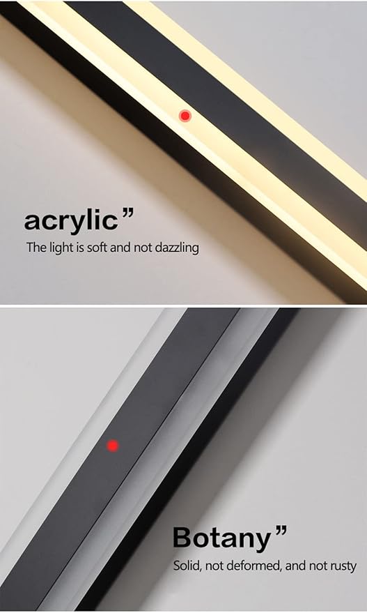 Outdoor Long Strip Modern LED Wall Lighting Fixture Lamps, Elegant Frosted White Acrylic, Black Aluminum Body IP65 Waterproof Anti Rust (Warm, 32inch)