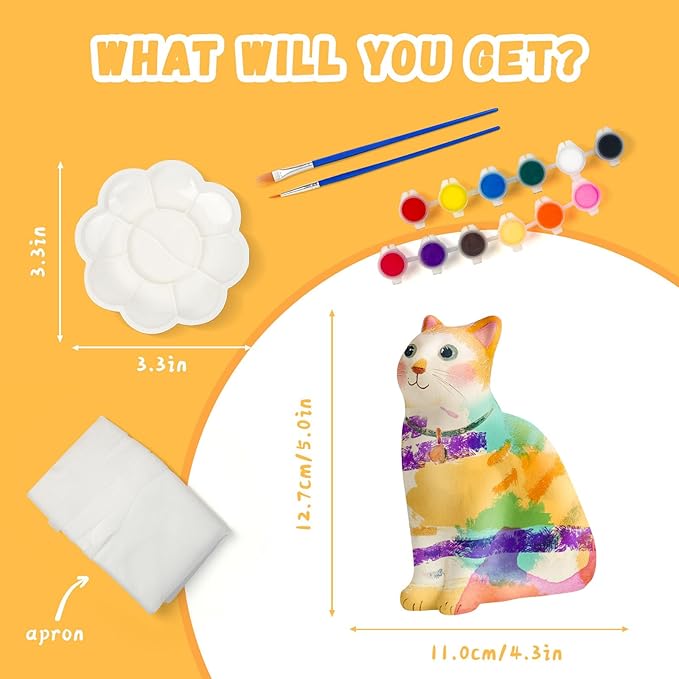Paint Your Own Cat Lamp Kit, Arts and Crafts for Kids Ages 6-8, Arts and Crafts for Kids Ages 8-12, DIY Cat Lamp for 10 Year Old Girl Gifts, Art Supplies for Girls Boys Birthday Ages 3 4 5 6 7 8 9 10+