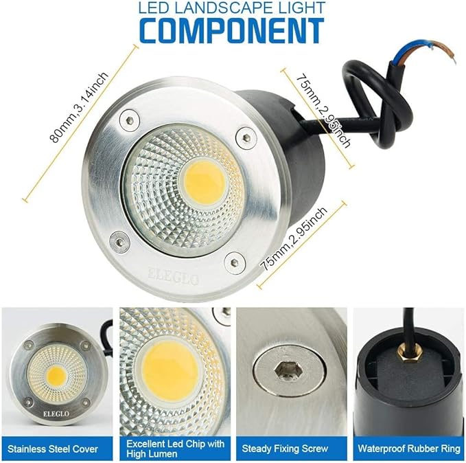 Low Voltage RGB Landscape Lights,Color Changing Outdoor In-Ground Light with Connectors RGB Well Lights 12-24V Landscape Lighting for Outdoor Christmas (RGBW 6 Pack)