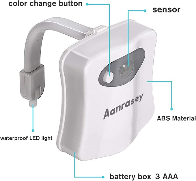 Toilet Night Light, Toilet Bowl Light, Motion Sensor Activated LED Night Light, 8-Color Light up for Bathroom Decor, Kids Bathroom Set Cool Stuff (2 Pack)